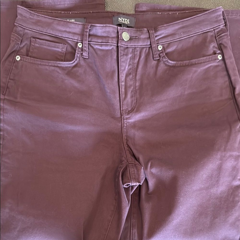 NYDJ Purple/Burgundy Flare  Jeans Stretch Denim size 10